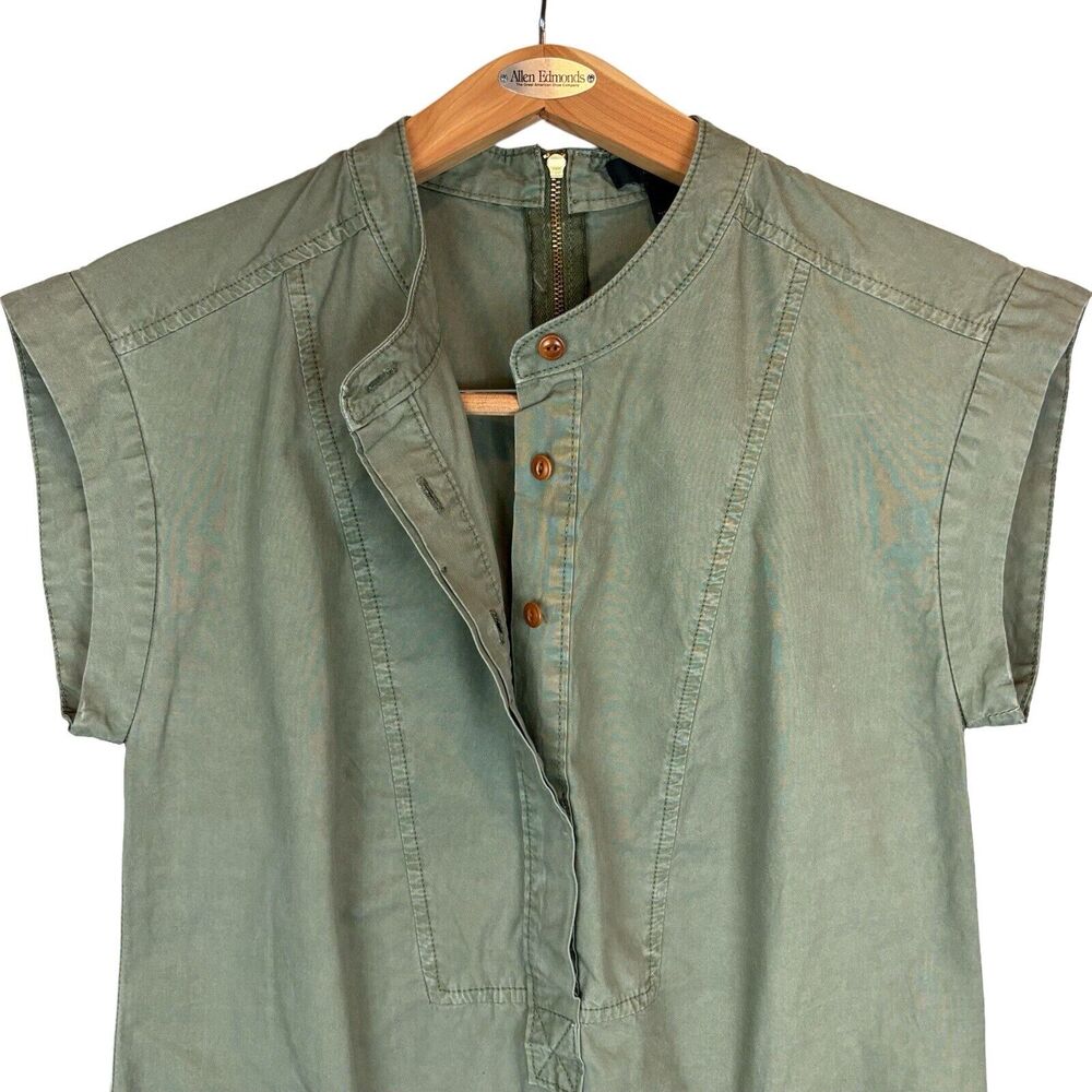 NWT J Crew Women’s Sz 2 Green Cap Sleeve‎ Cargo Shirt Dress. Pockets. Military - Picture 3 of 12